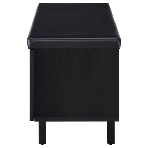 Eulaina 2-door Padded Entryway Shoe Storage Bench Black
