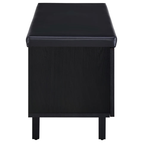 Eulaina 2-door Padded Entryway Shoe Storage Bench Black