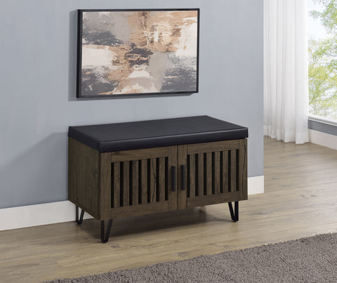 Eulaina 2-door Padded Entryway Shoe Storage Bench Smoked Oak