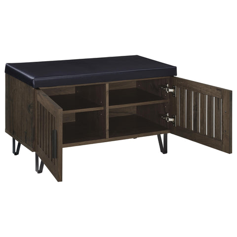 Eulaina 2-door Padded Entryway Shoe Storage Bench Smoked Oak