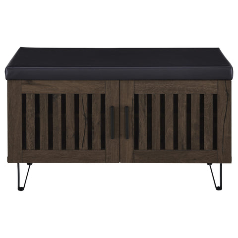 Eulaina 2-door Padded Entryway Shoe Storage Bench Smoked Oak