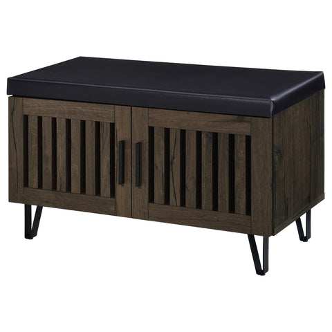 Eulaina 2-door Padded Entryway Shoe Storage Bench Smoked Oak