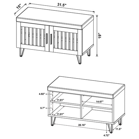 Eulaina 2-door Padded Entryway Shoe Storage Bench Smoked Oak