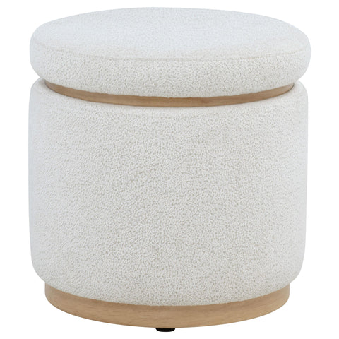 Phelps Boucle Upholstered Round Storage Ottoman Ivory
