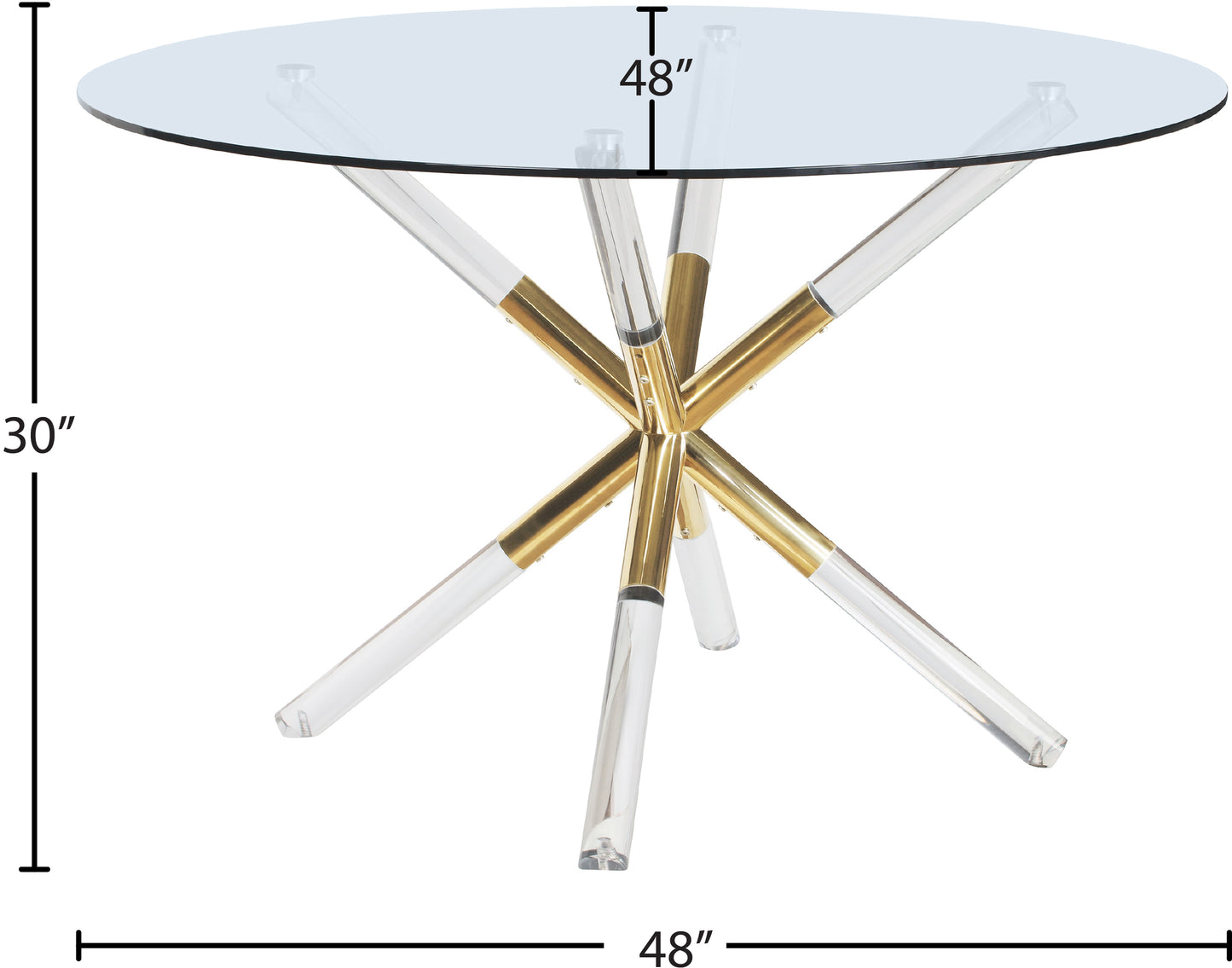 turin acrylic/gold dining table t