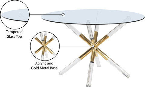 Turin Acrylic/Gold Dining Table T