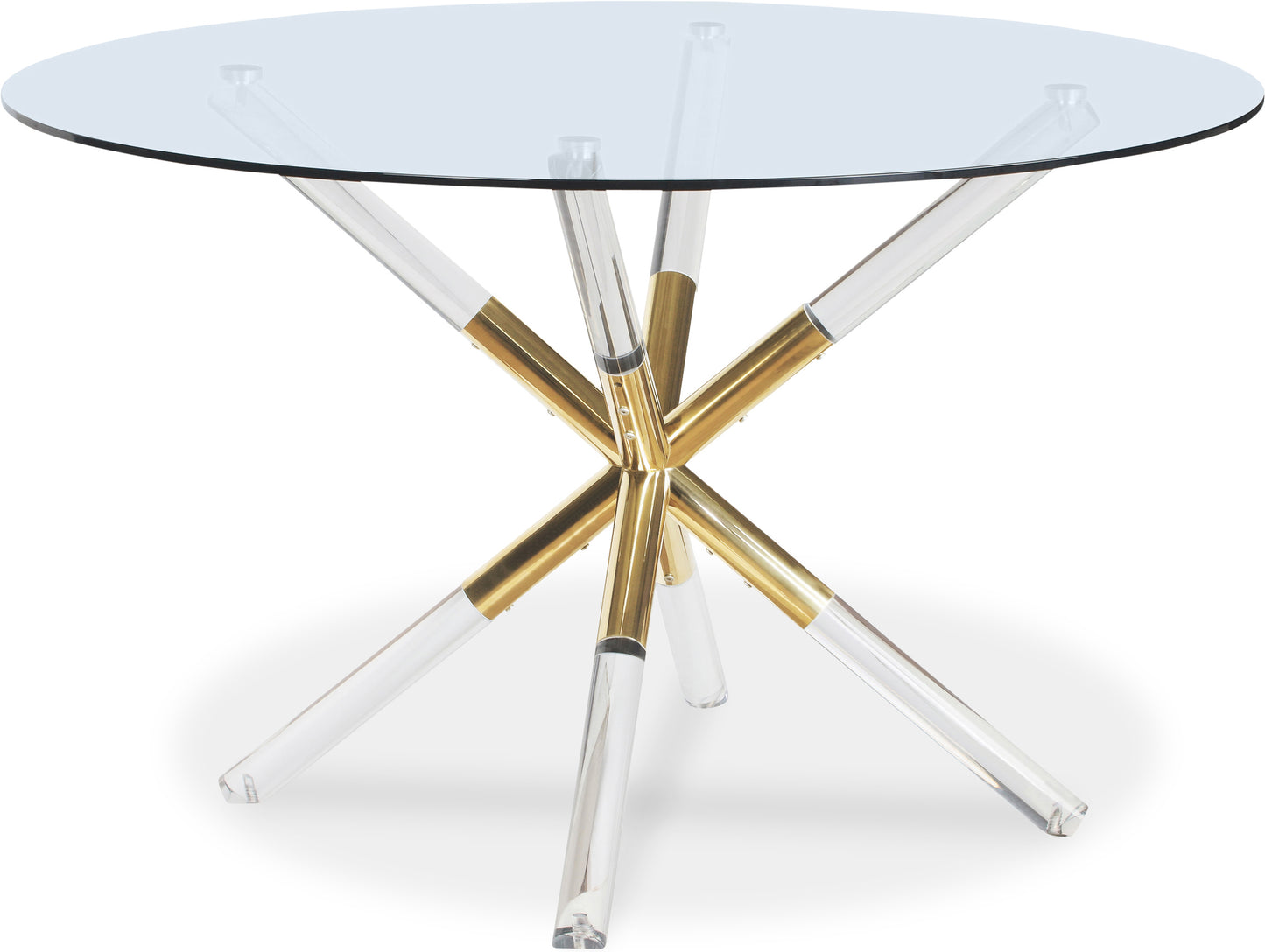 mykonos acrylic/gold dining table