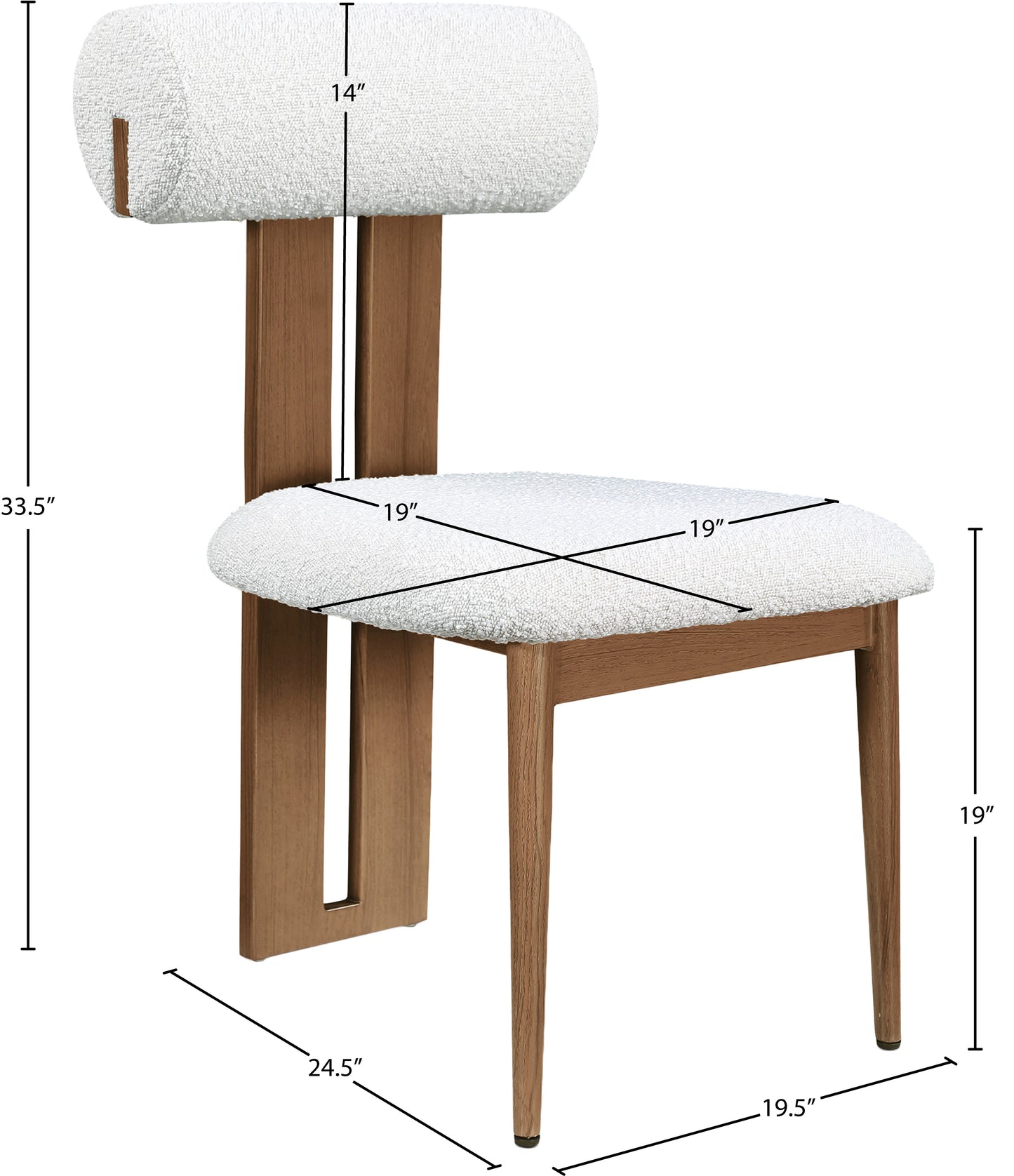 anastasia cream boucle fabric dining chair