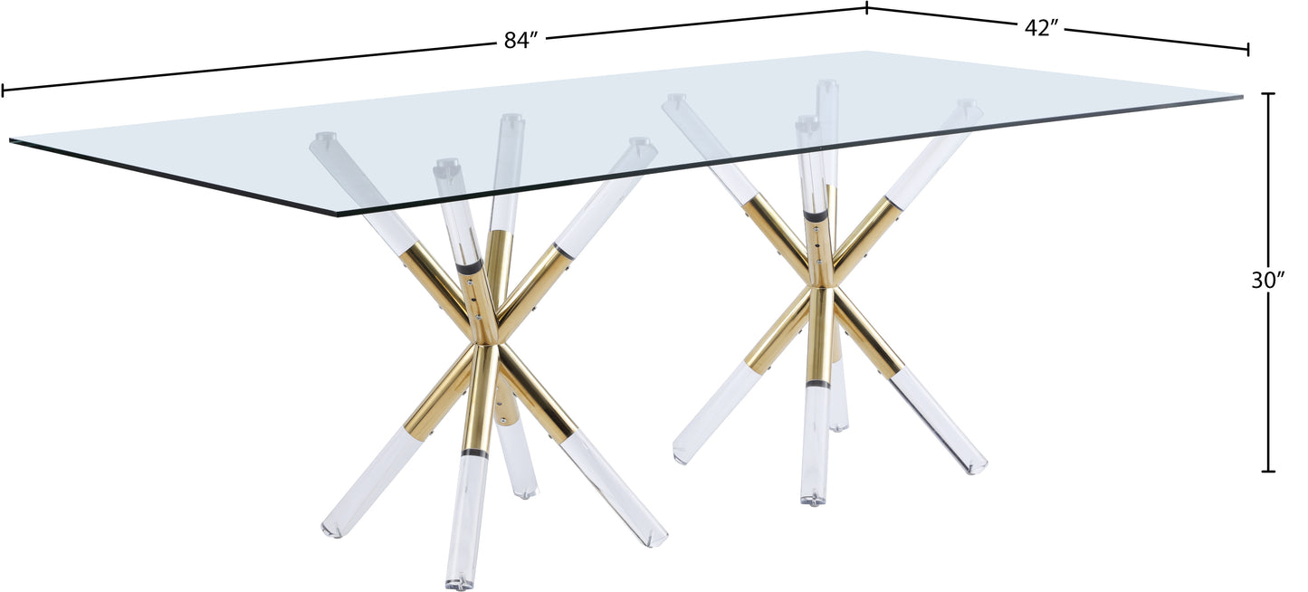 turin acrylic/gold dining table t