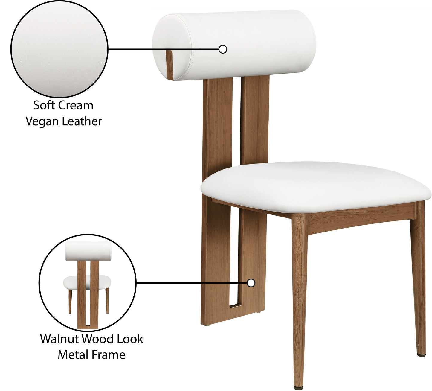 anastasia cream vegan leather dining chair