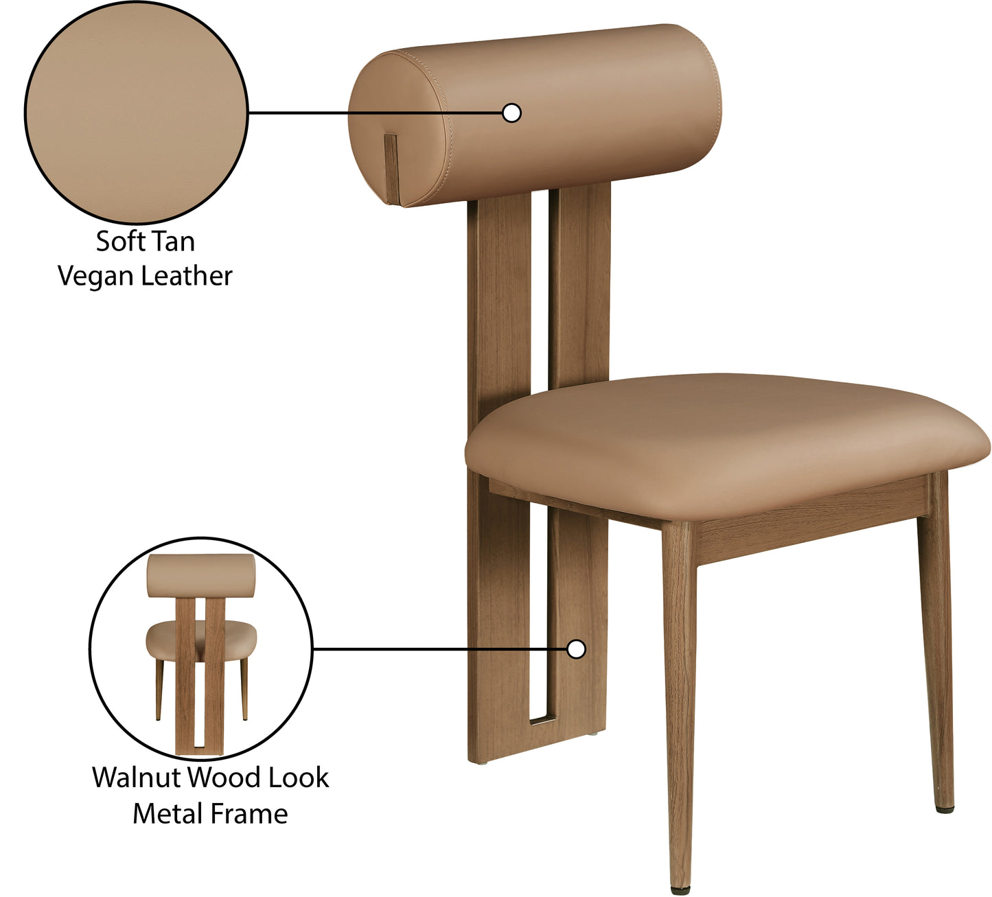 anastasia tan vegan leather dining chair