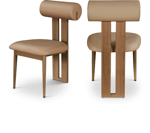 Kellan Tan Vegan Leather Upholstered Dining Chair, 2-Piece