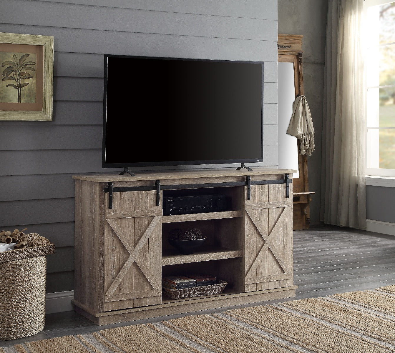 kasem tv stand, oak finish