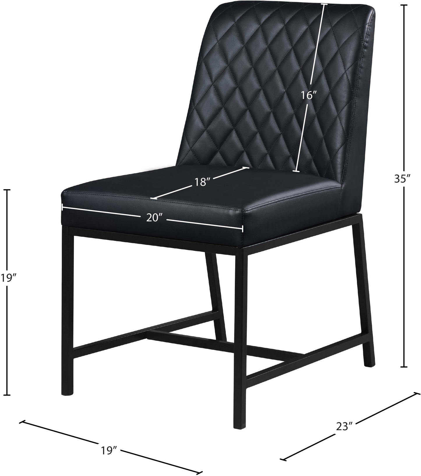 naples black faux leather dining chair c