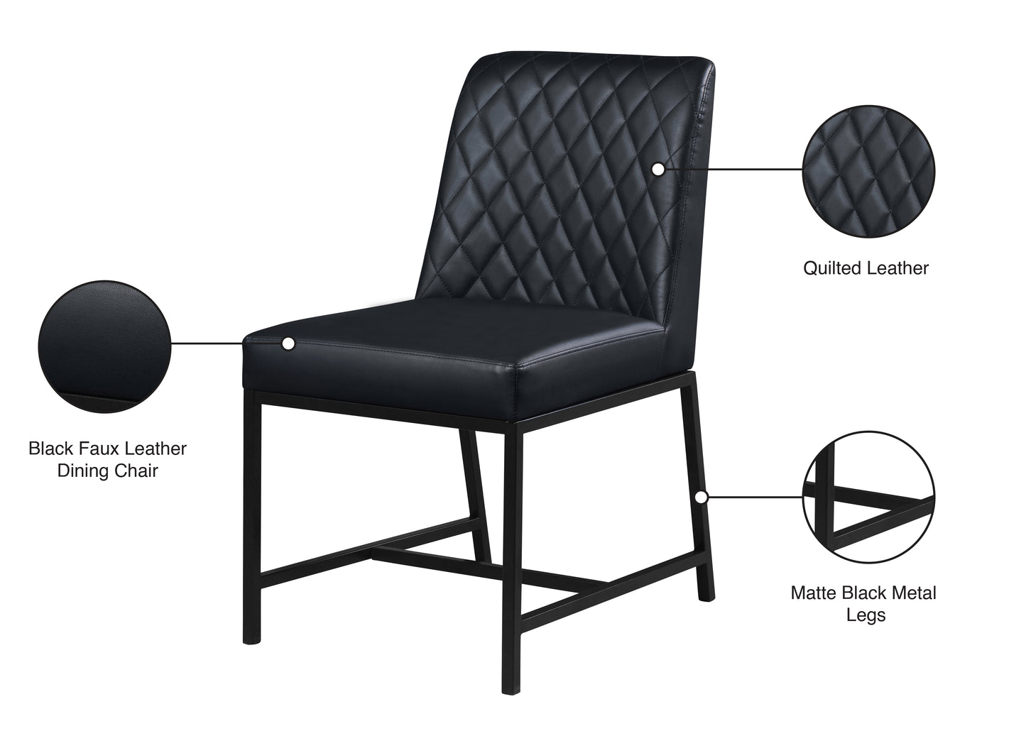 naples black faux leather dining chair c