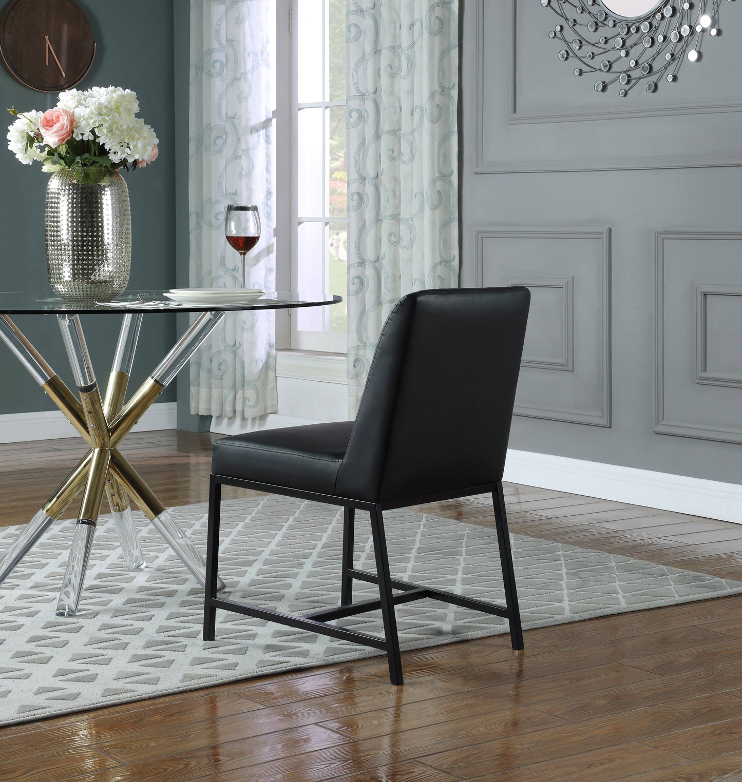 naples black faux leather dining chair c