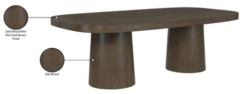 Yara 95.5" Brown Solid Wood And Oak Veneer Dining Table, 1 Piece