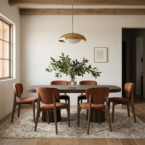 Yara 95.5" Brown Solid Wood And Oak Veneer Dining Table, 1 Piece