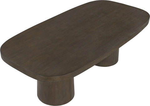 Yara 95.5" Brown Solid Wood And Oak Veneer Dining Table, 1 Piece