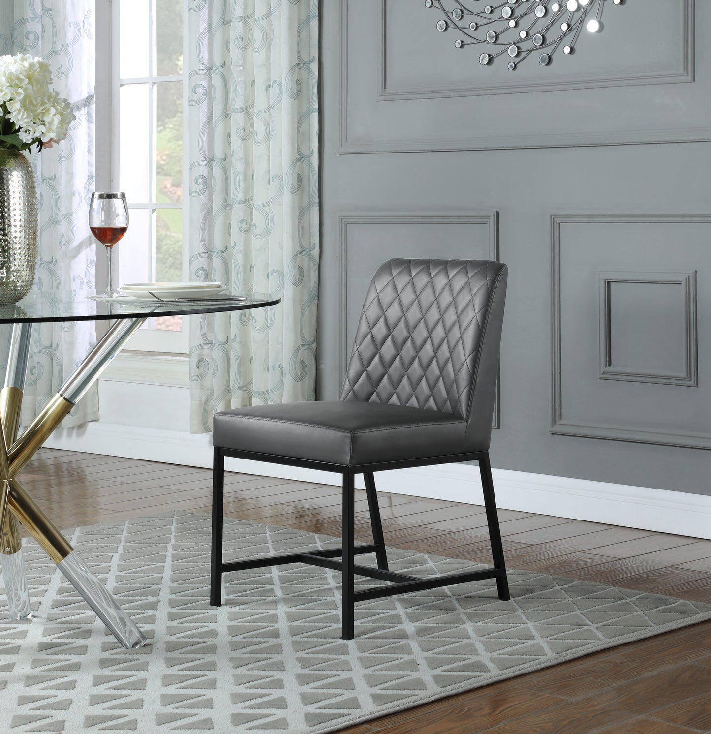 naples grey faux leather dining chair c