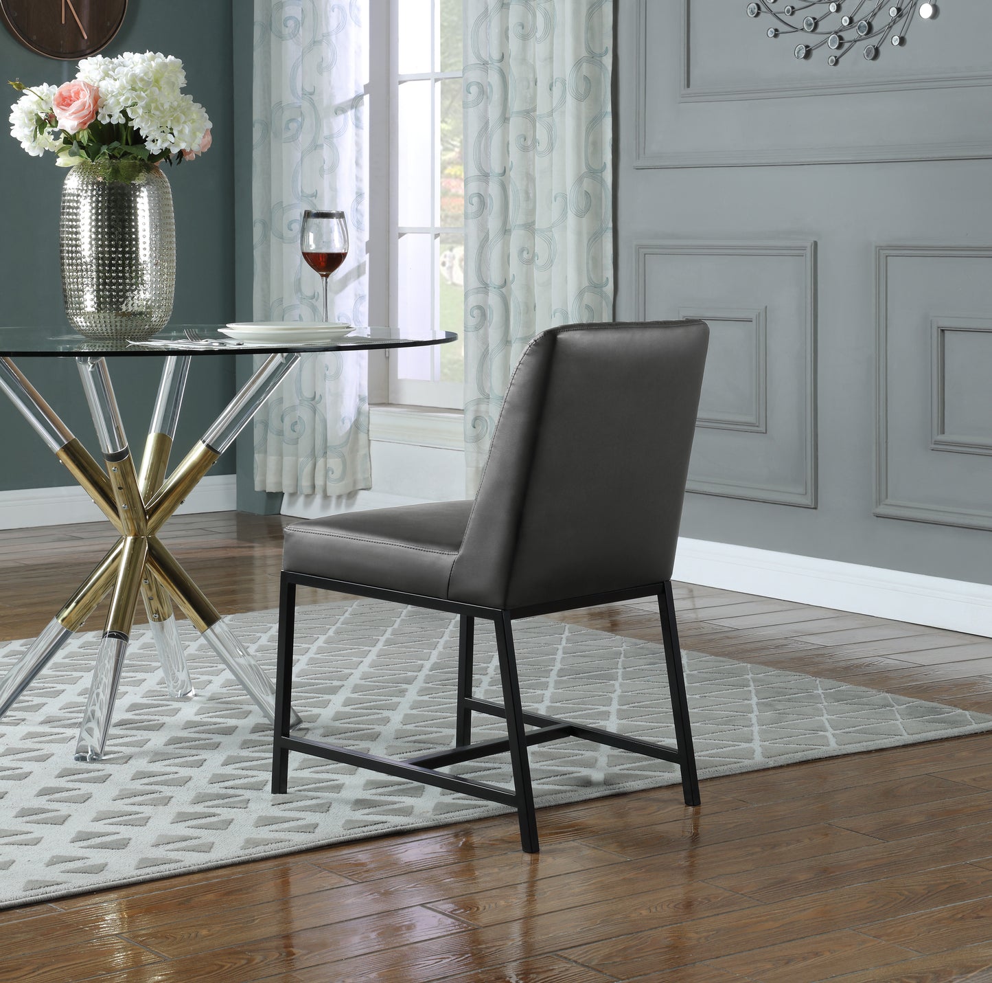 naples grey faux leather dining chair c