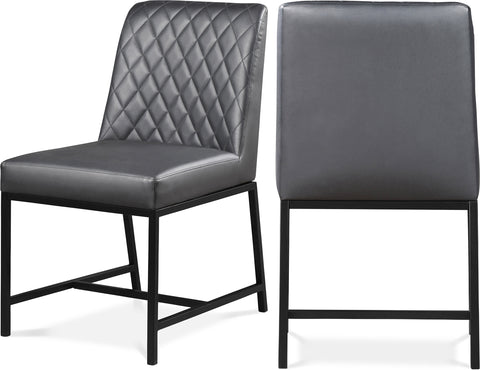 Florence Grey Vegan Leather Upholstered Dining Chair, 2-Piece