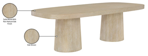 Yara 95.5" Natural Solid Wood And Oak Veneer Dining Table, 1 Piece