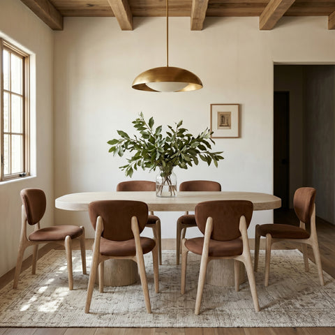 Yara 95.5" Natural Solid Wood And Oak Veneer Dining Table, 1 Piece