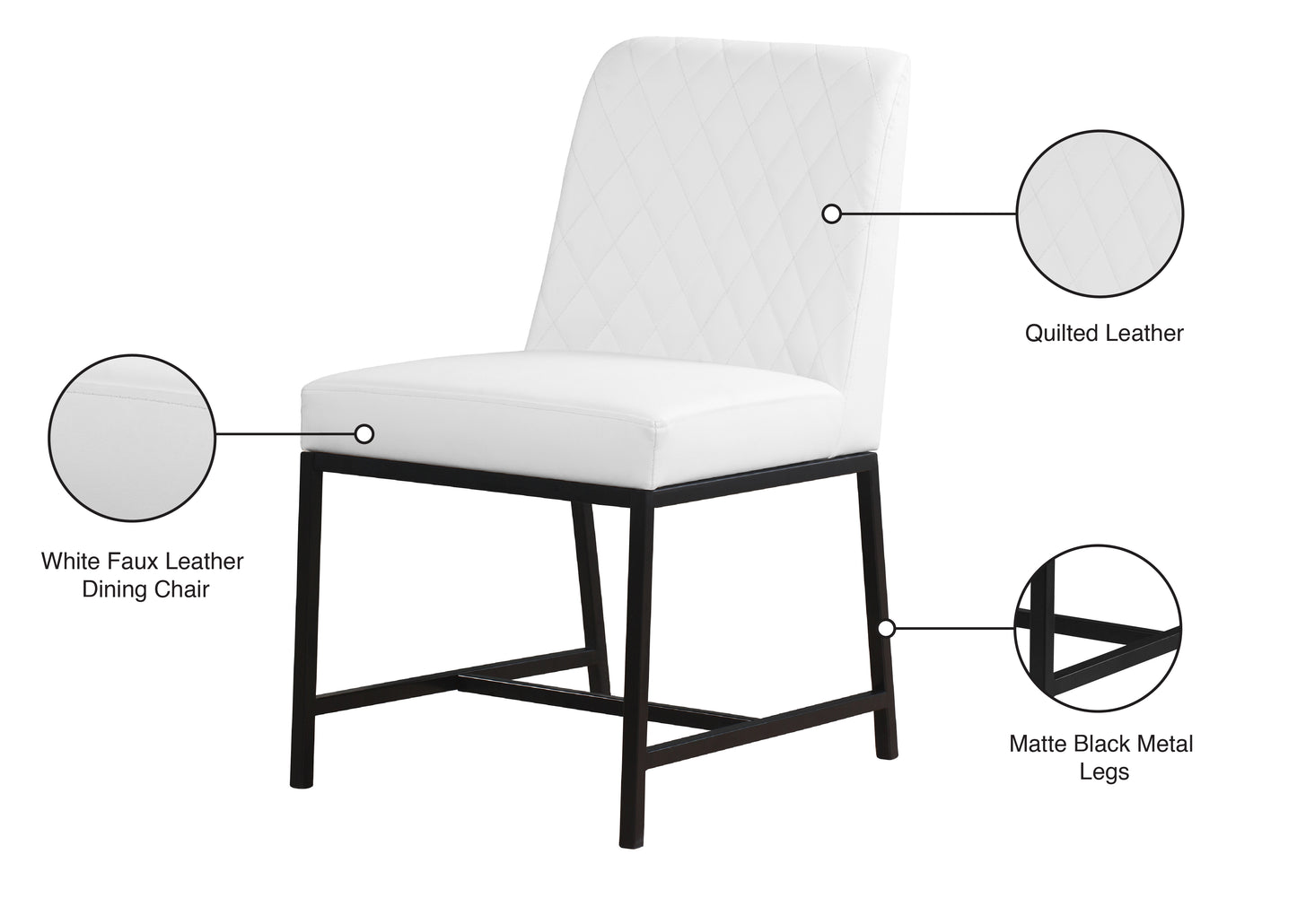 naples white faux leather dining chair c