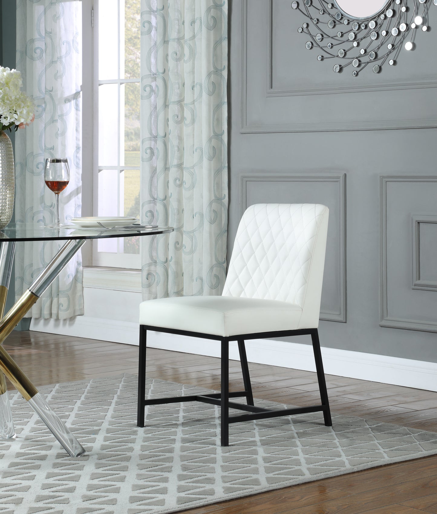 naples white faux leather dining chair c