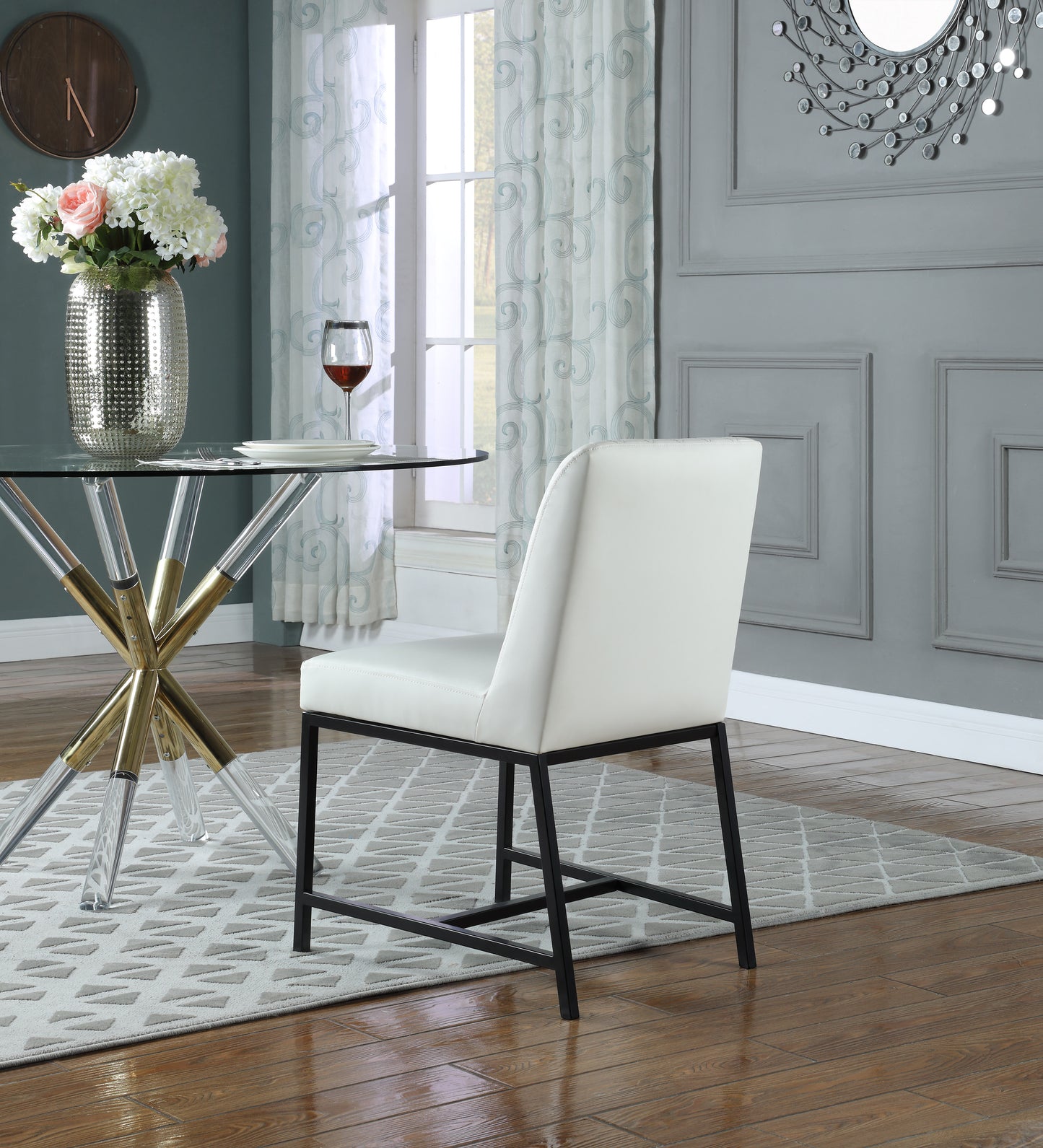 naples white faux leather dining chair c