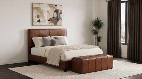 Booker Leatherette Upholstered Bench Brown