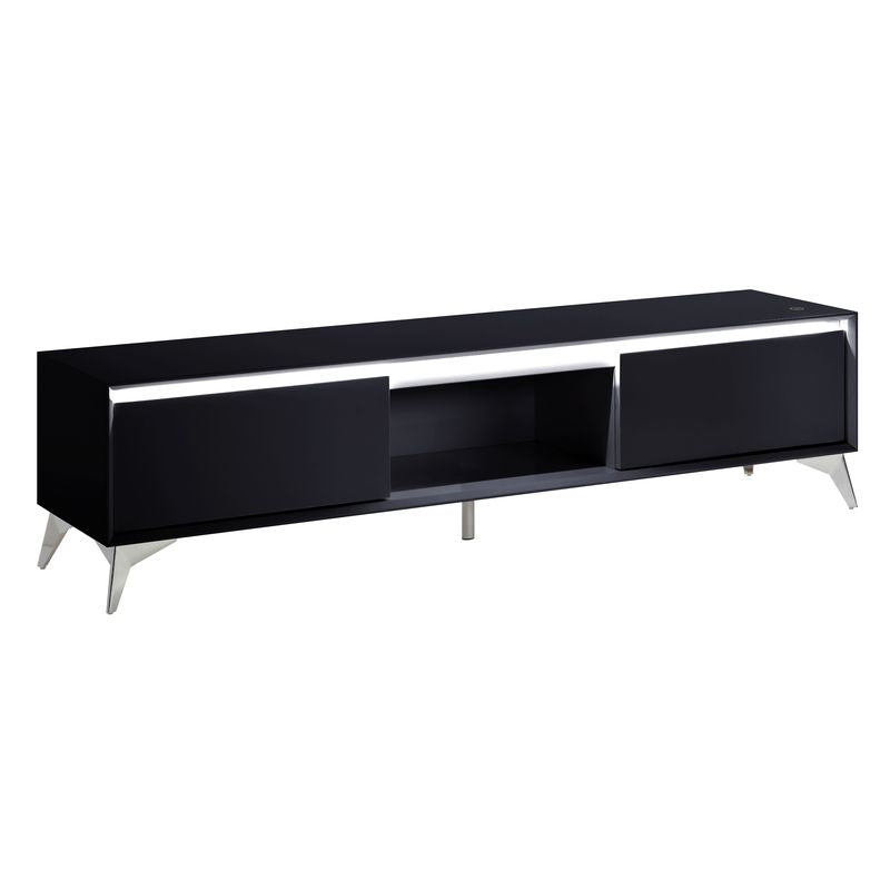 katia tv stand, led, black & chrome finish