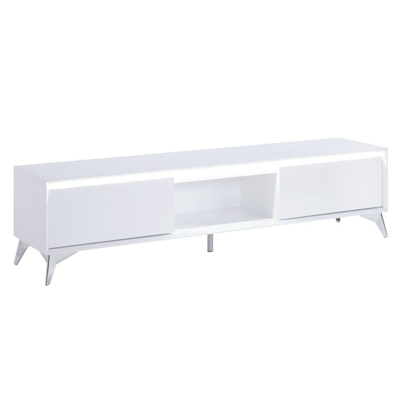 katia tv stand, led, white & chrome finish