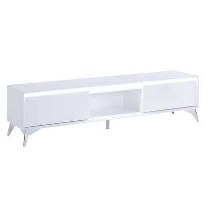 Katia TV Stand, Led, White & Chrome Finish