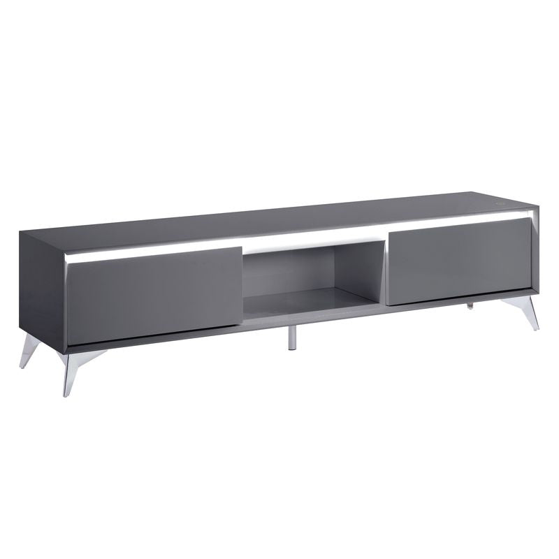 katia tv stand, led, gray & chrome finish