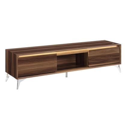 Katia TV Stand, Led, Walnut & Chrome Finish