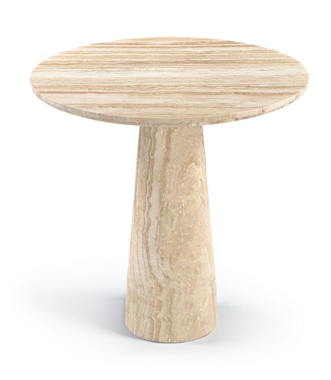 Celeste 30" Beige Genuine Marble Bistro Dining Table, 1 Piece