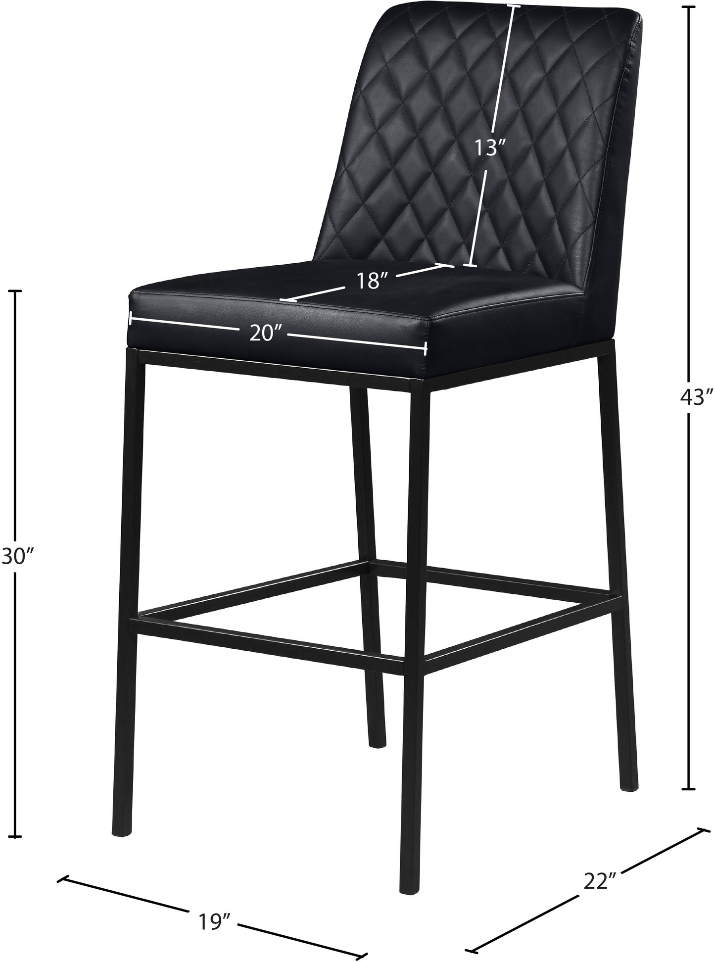 naples black faux leather stool c