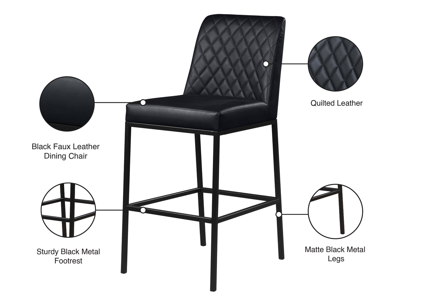 naples black faux leather stool c