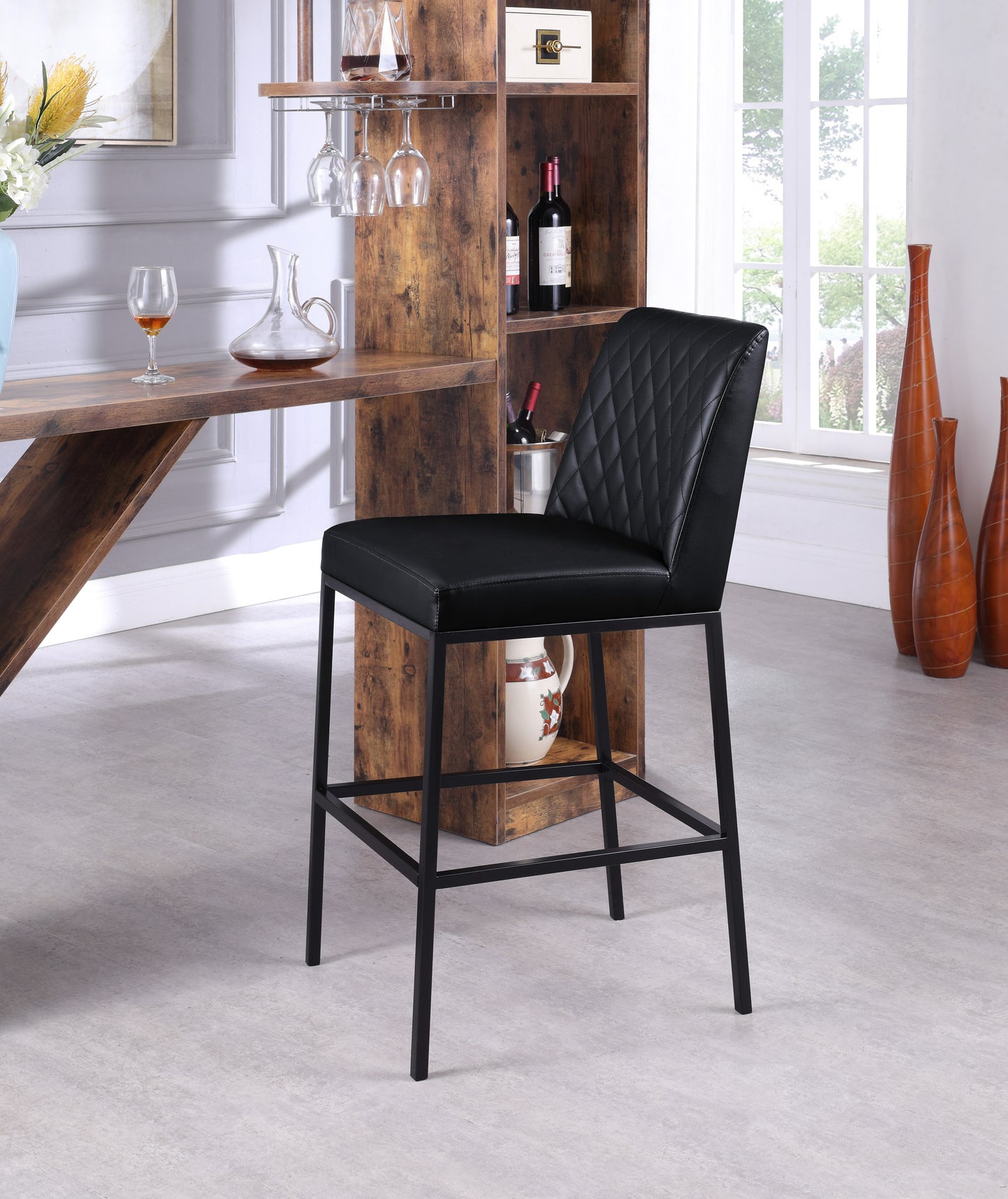 naples black faux leather stool c