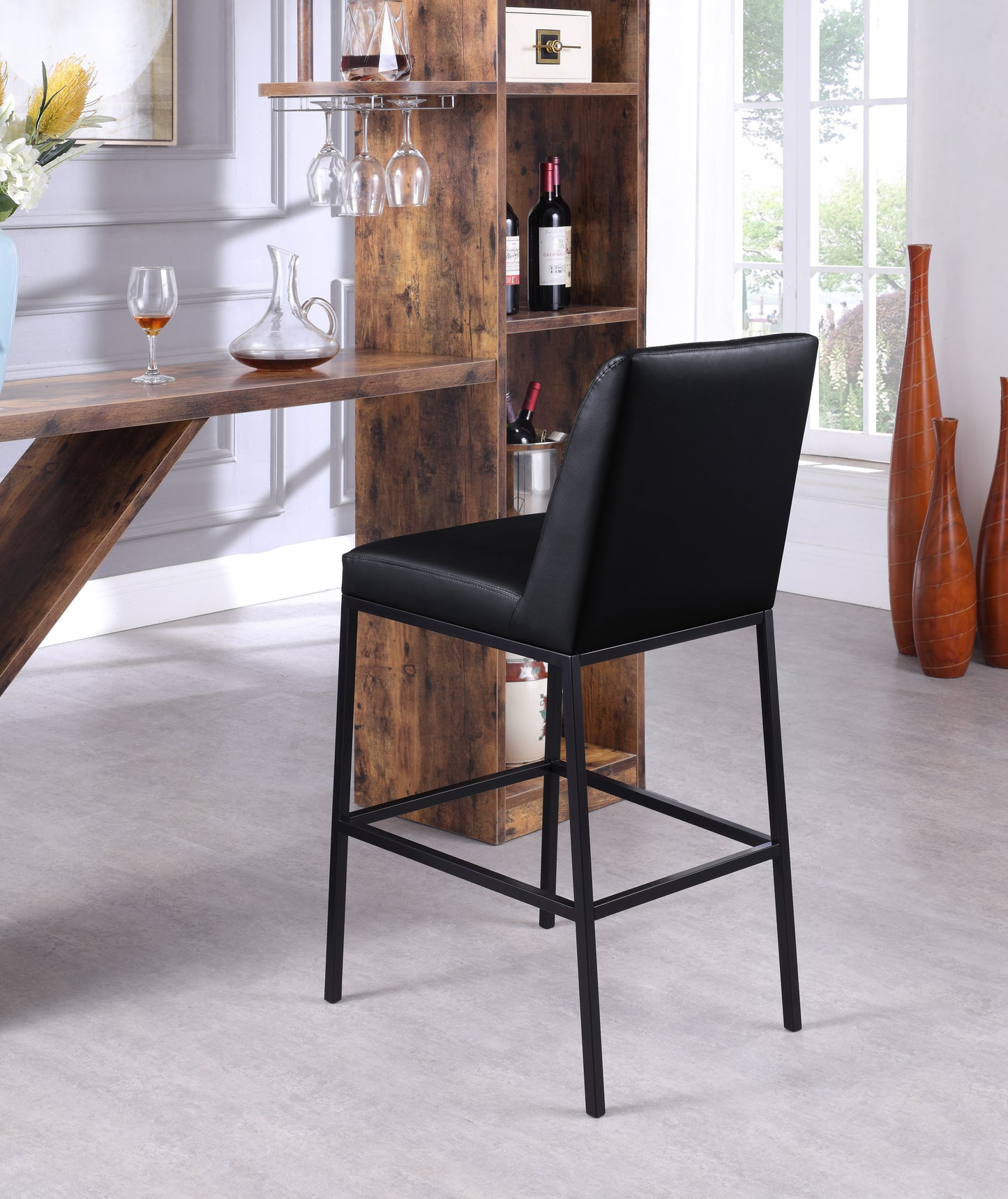 naples black faux leather stool c