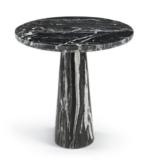 Celeste 30" Black Genuine Marble Bistro Dining Table, 1 Piece