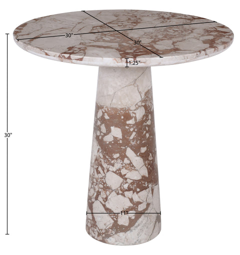 Celeste 30" Breccia Genuine Marble Bistro Dining Table, 1 Piece