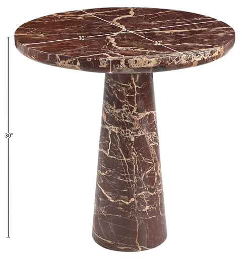 Celeste 30" Cherry Genuine Marble Bistro Dining Table, 1 Piece