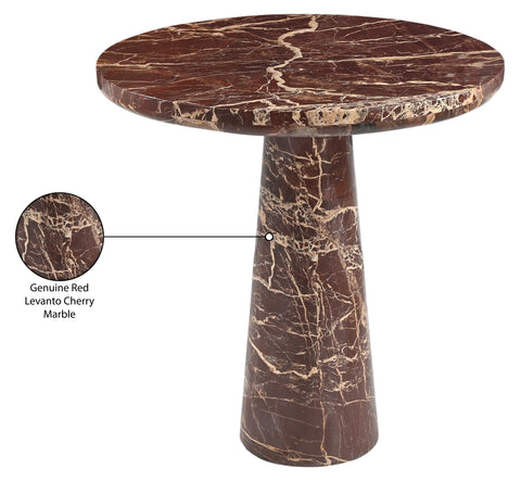 Celeste 30" Cherry Genuine Marble Bistro Dining Table, 1 Piece