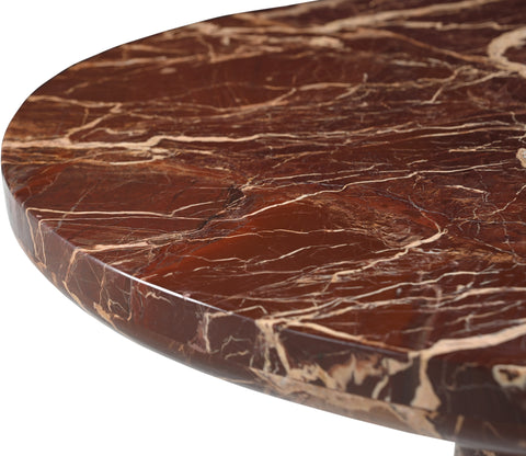 Celeste 30" Cherry Genuine Marble Bistro Dining Table, 1 Piece