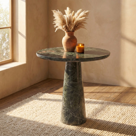 Celeste 30" Green Genuine Marble Bistro Dining Table, 1 Piece