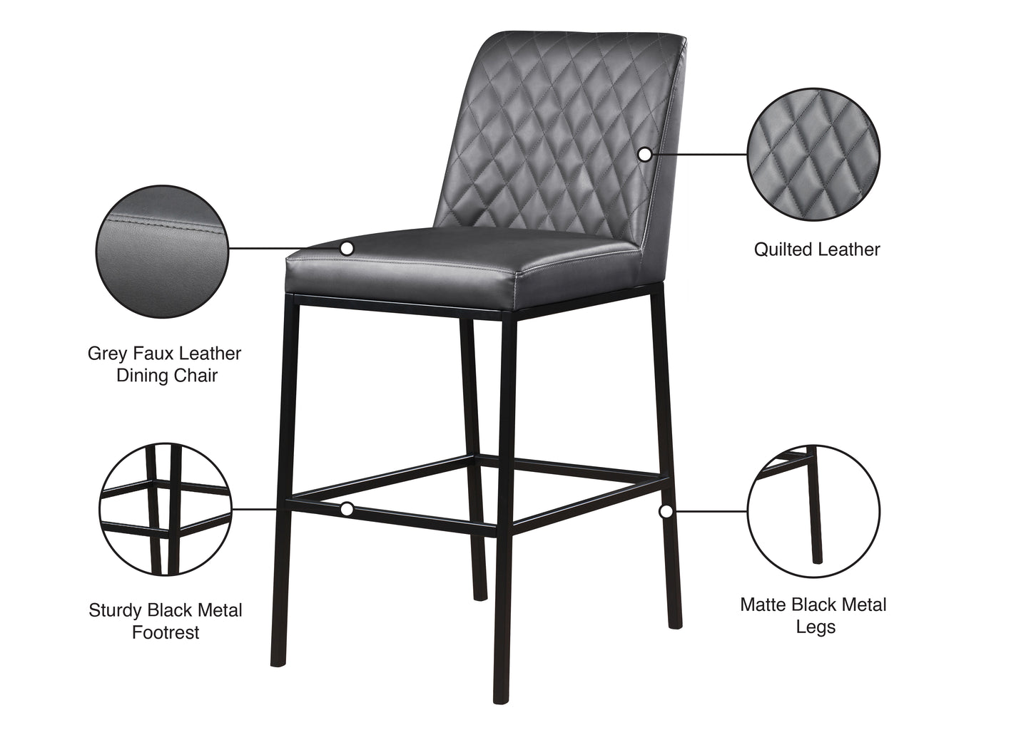 naples grey faux leather stool c