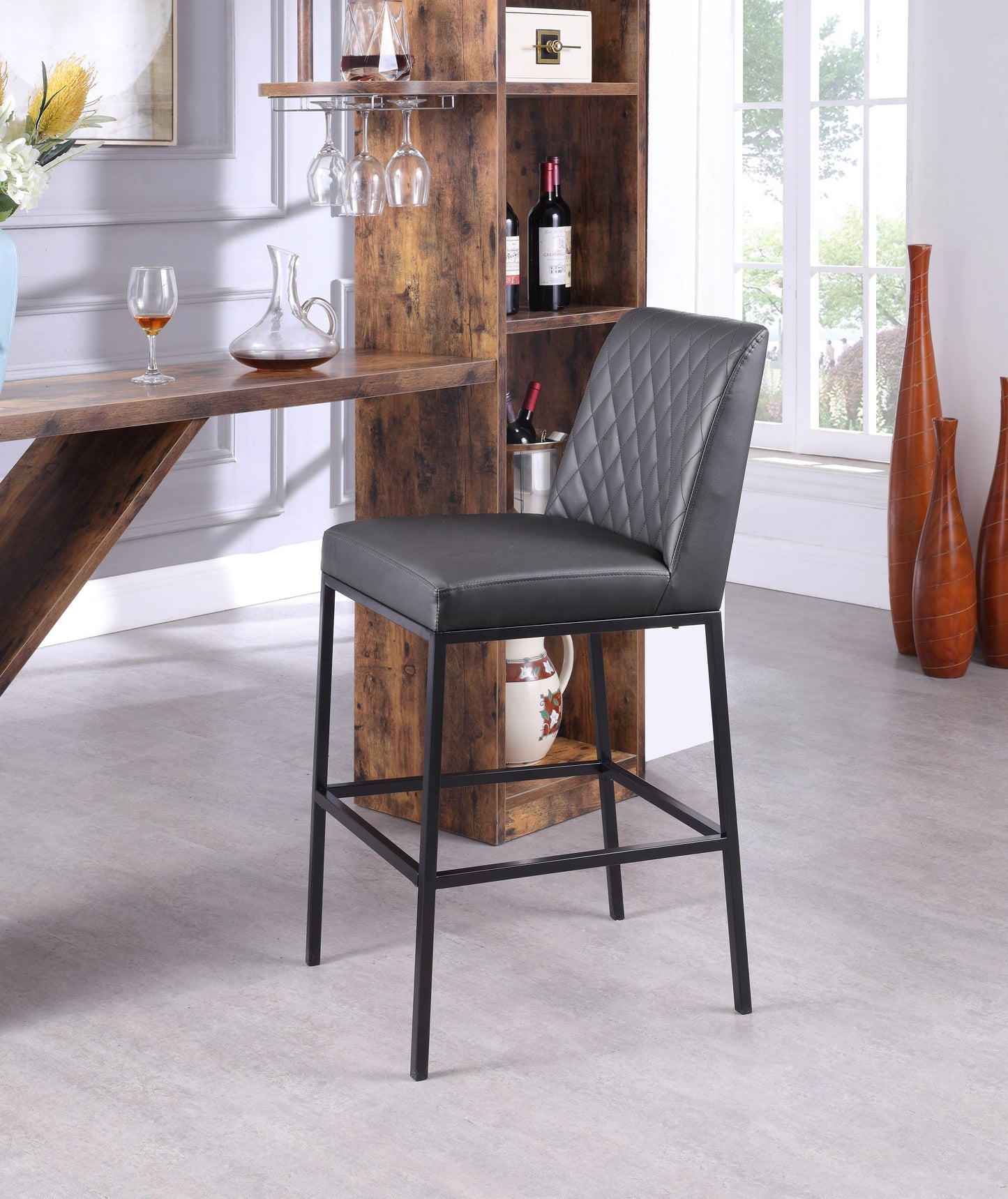 naples grey faux leather stool c